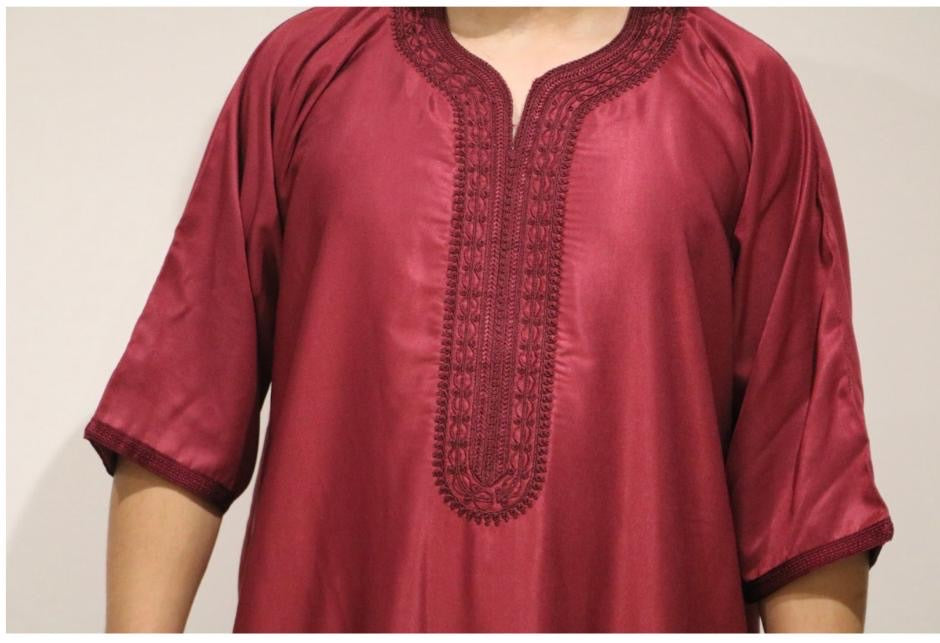 Red Moroccan Embroidered Thobe
