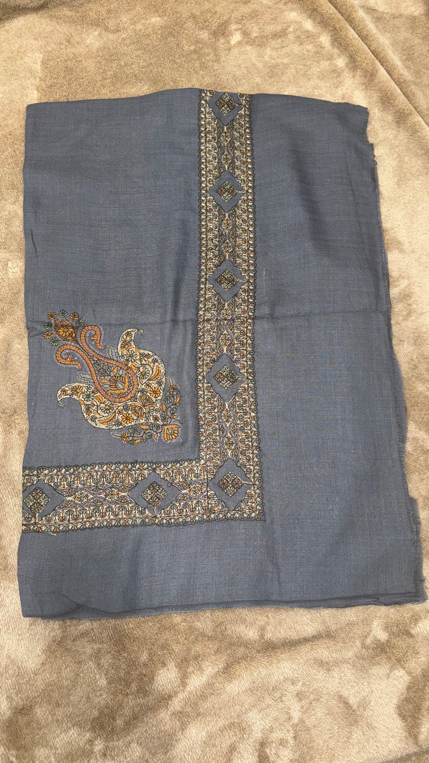 Dark Grey X Russet Stitched Yemeni Shemagh