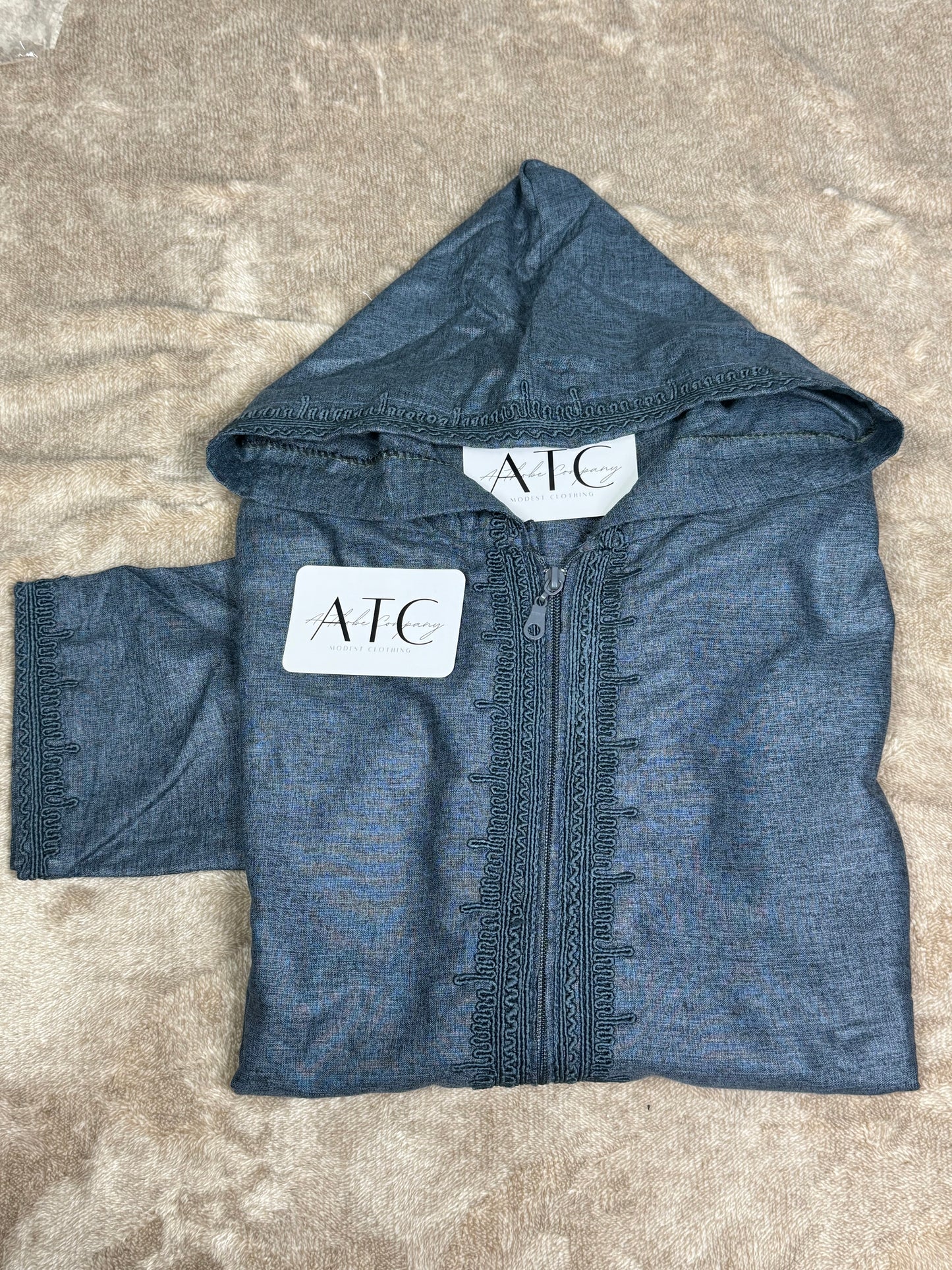 Navy Blue Summer Thobe - Hooded