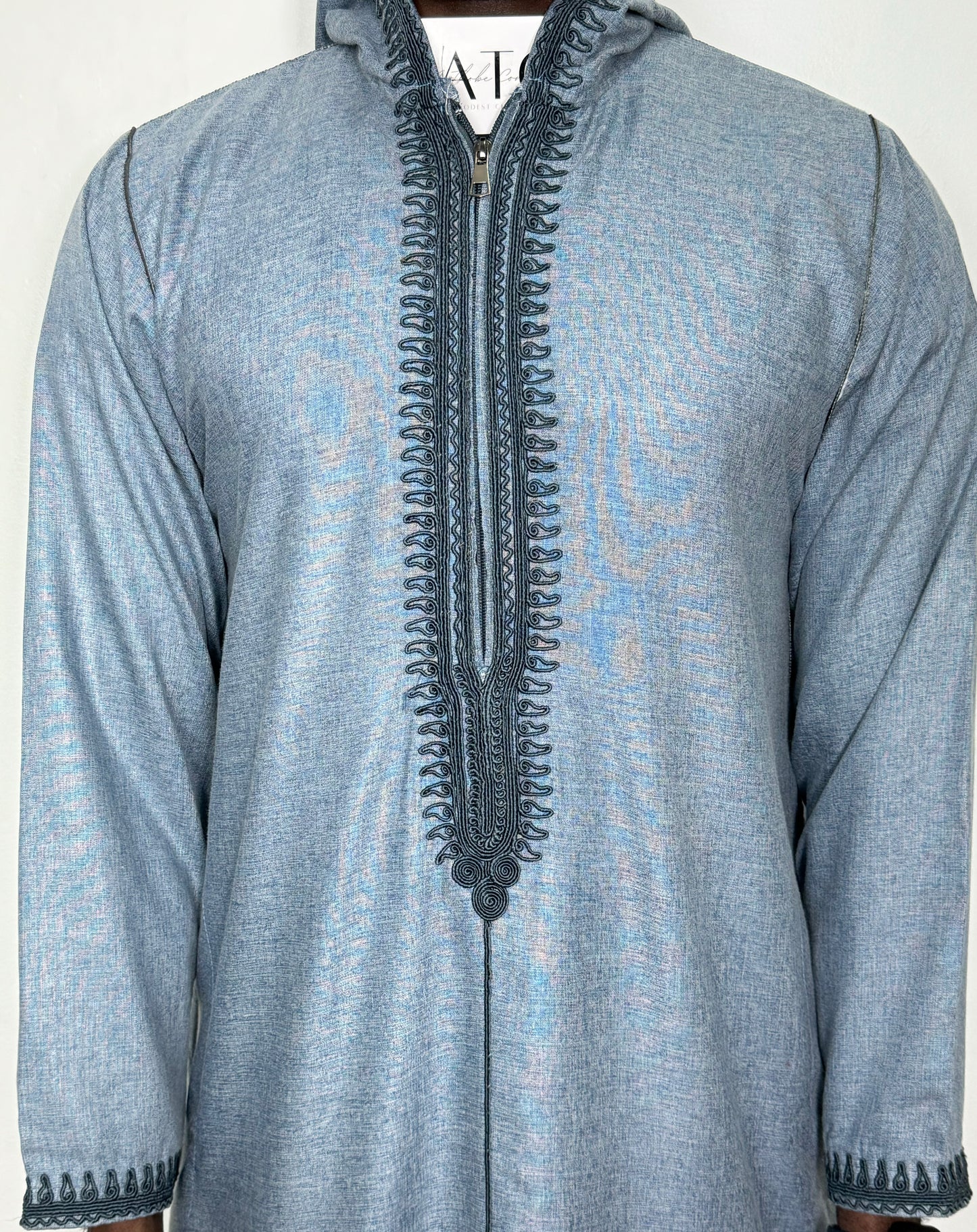 Sky Blue Summer Thobe - Hooded