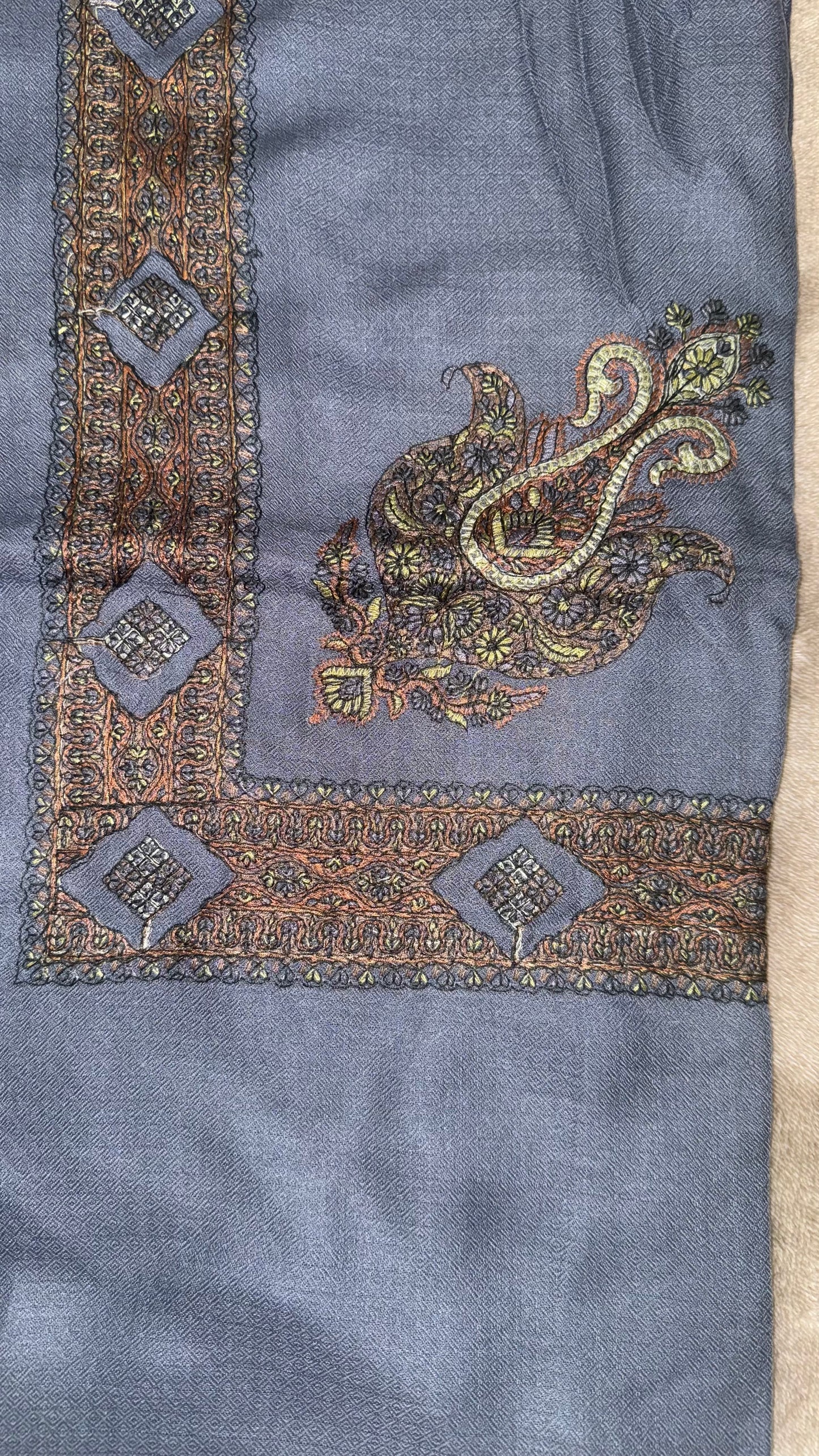 Stone Blue X Russet Stitched Yemeni Shemagh