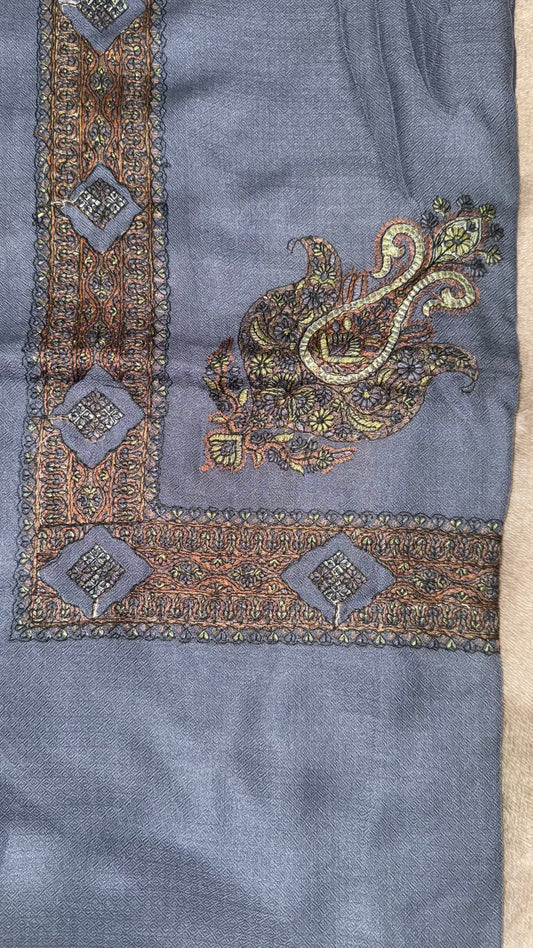 Stone Blue X Russet Stitched Yemeni Shemagh