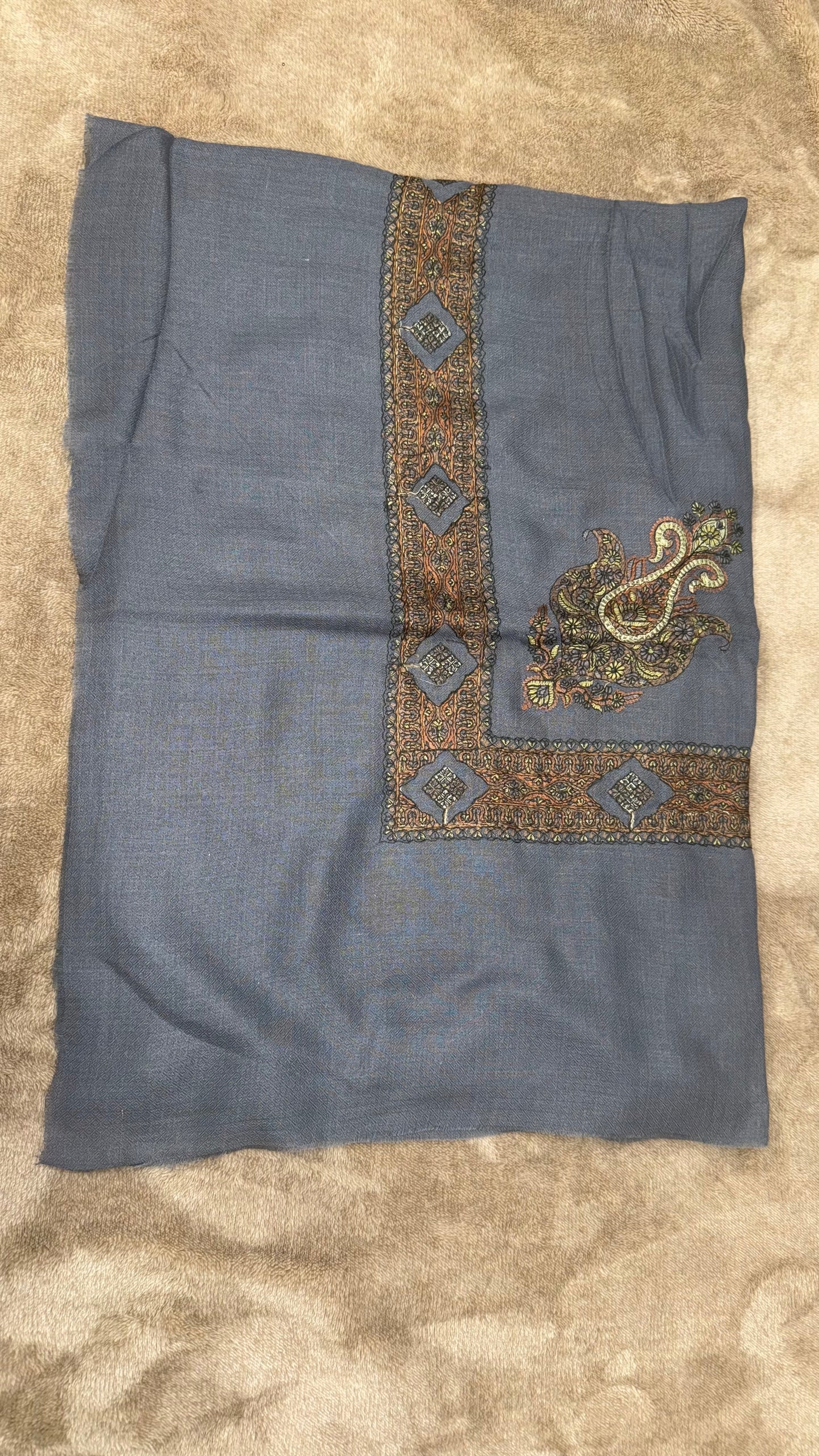 Stone Blue X Russet Stitched Yemeni Shemagh