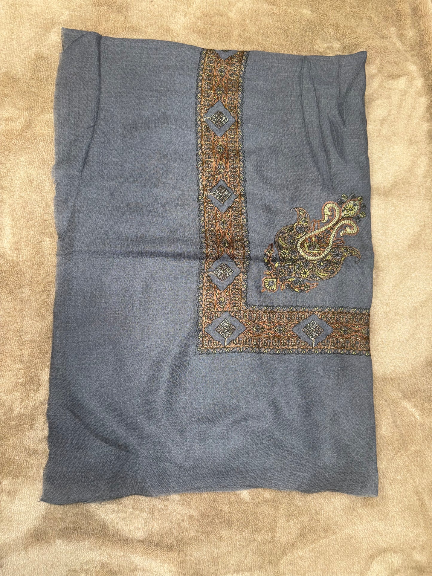 Stone Blue X Russet Stitched Yemeni Shemagh