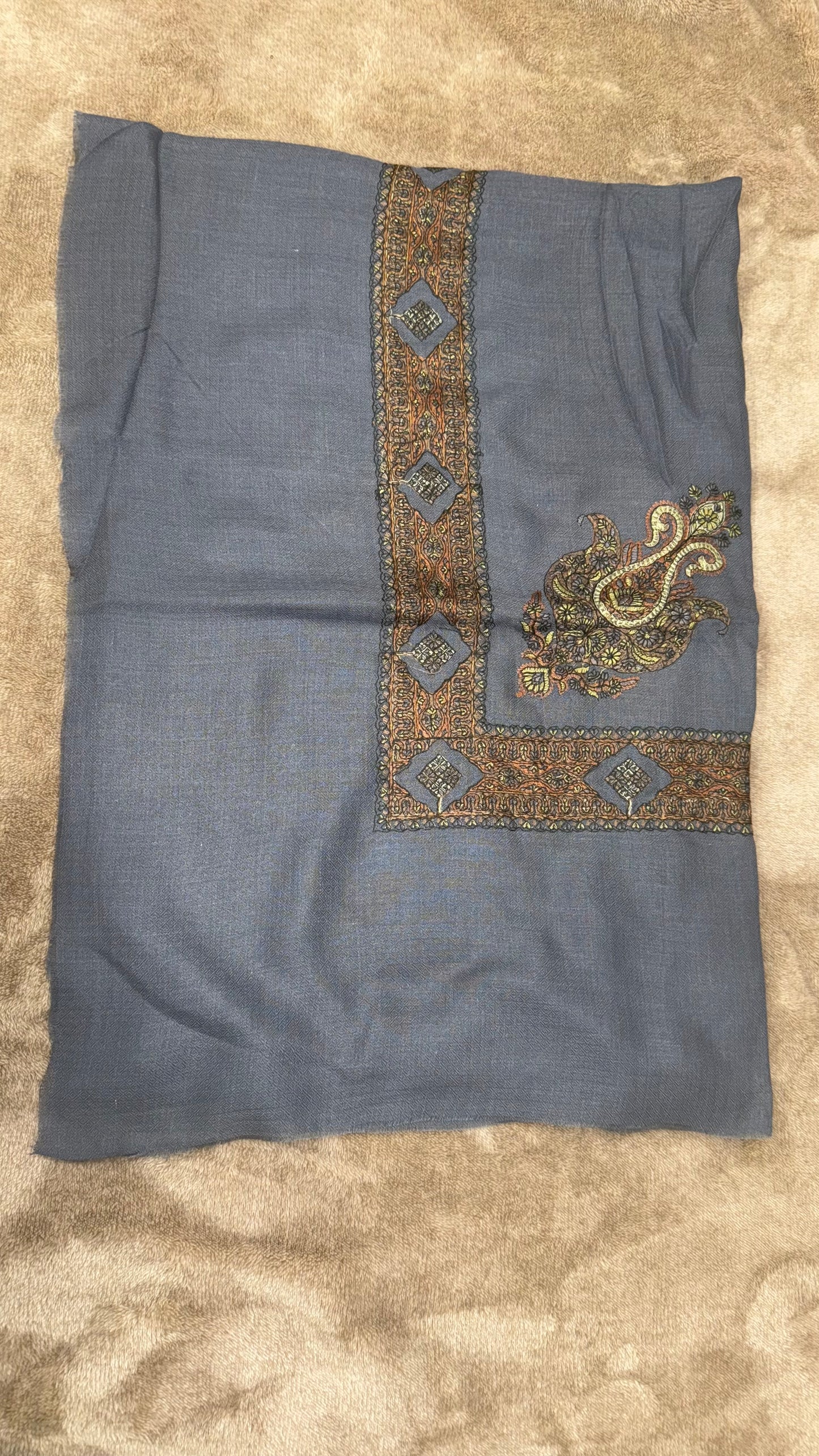Stone Blue X Russet Stitched Yemeni Shemagh