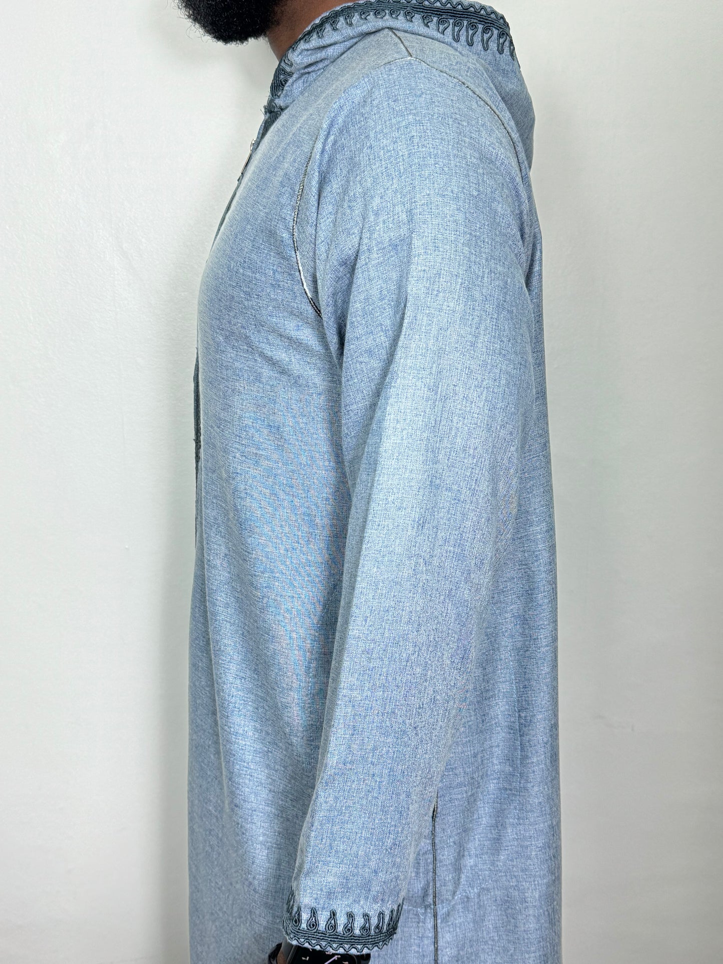 Sky Blue Summer Thobe - Hooded