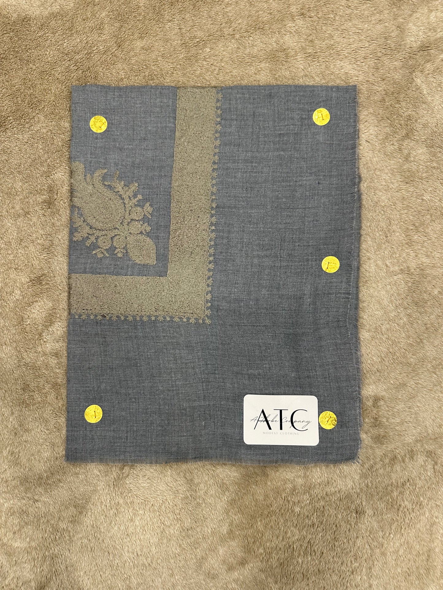 Grey X Beige Embroidery Shemagh