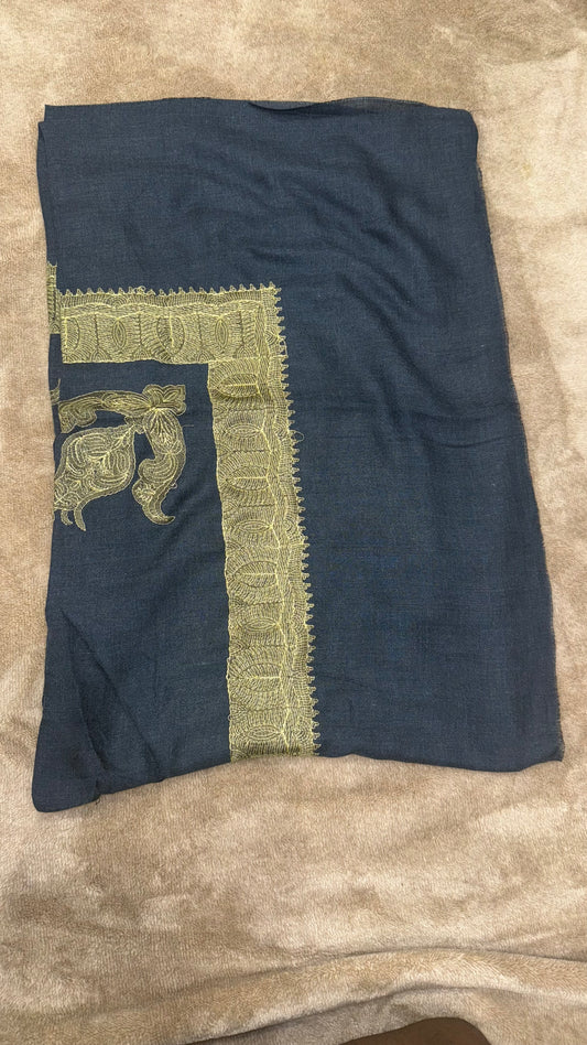 Navy X Yellow Stitched Yemani Shemagh