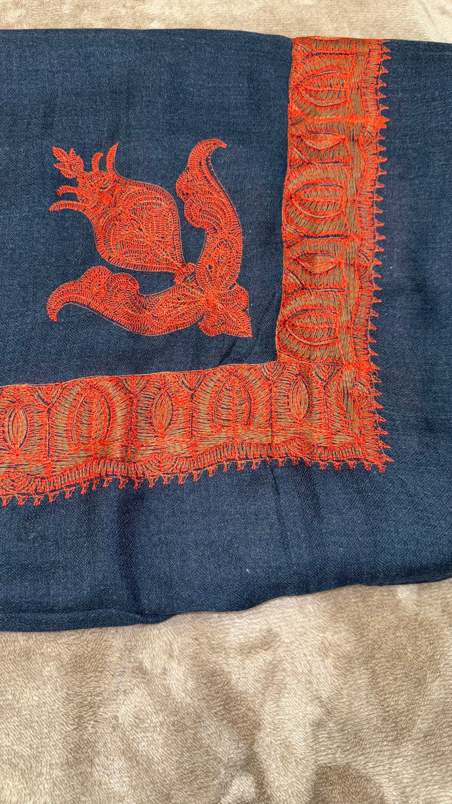 Navy Blue X Red ft Brown Stitched Yemeni Shemagh