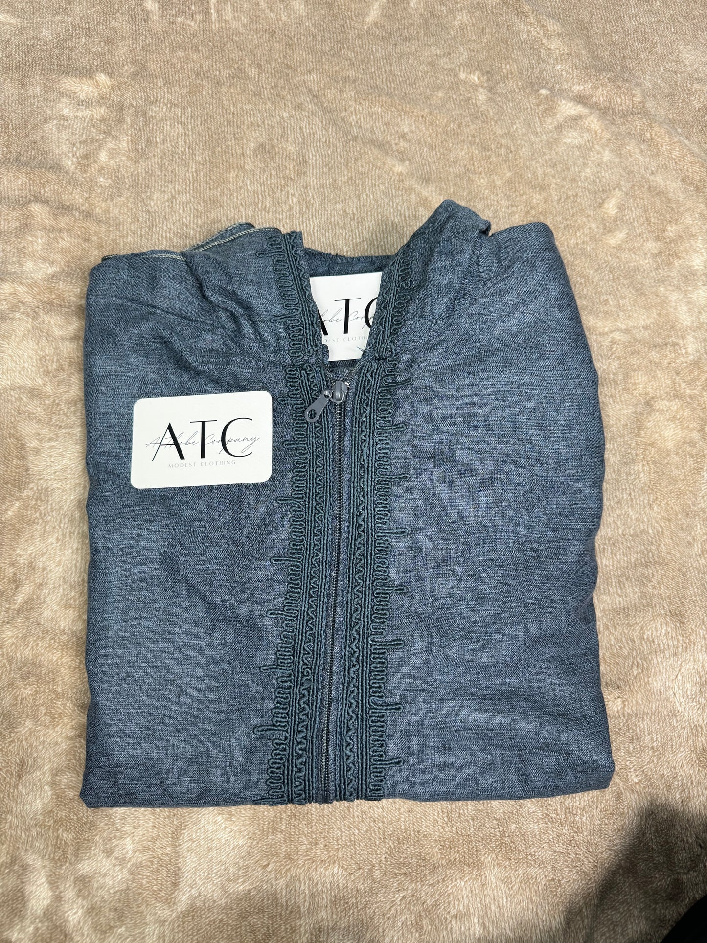 Navy Blue Summer Thobe - Hooded