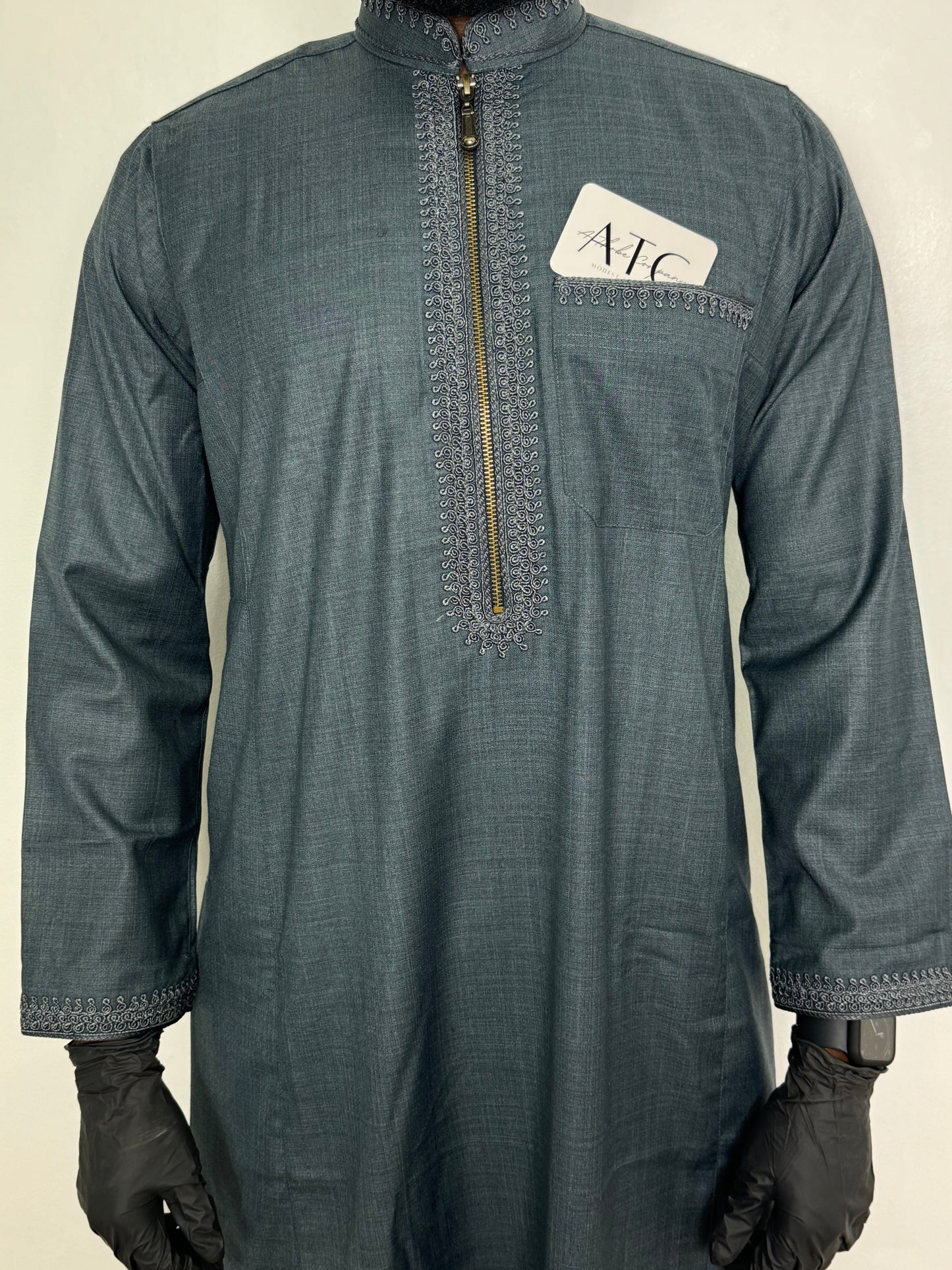 Stone Blue Summer Thobe - Non-Hooded