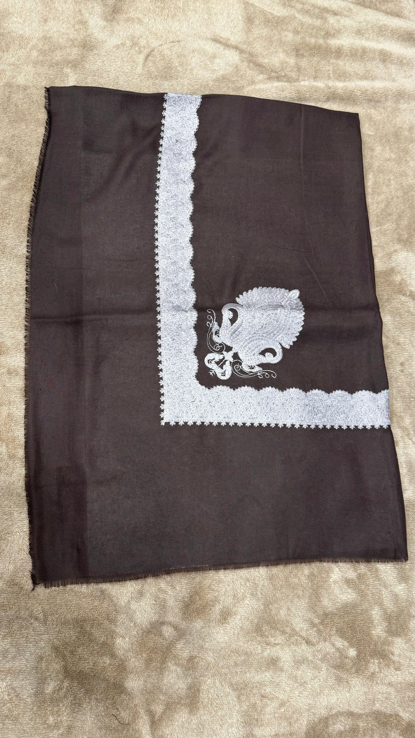 Dark Brown X Grey Stitched Yemeni Shemagh