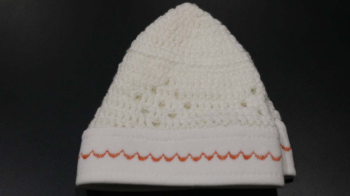 White Ft Orange Kufi