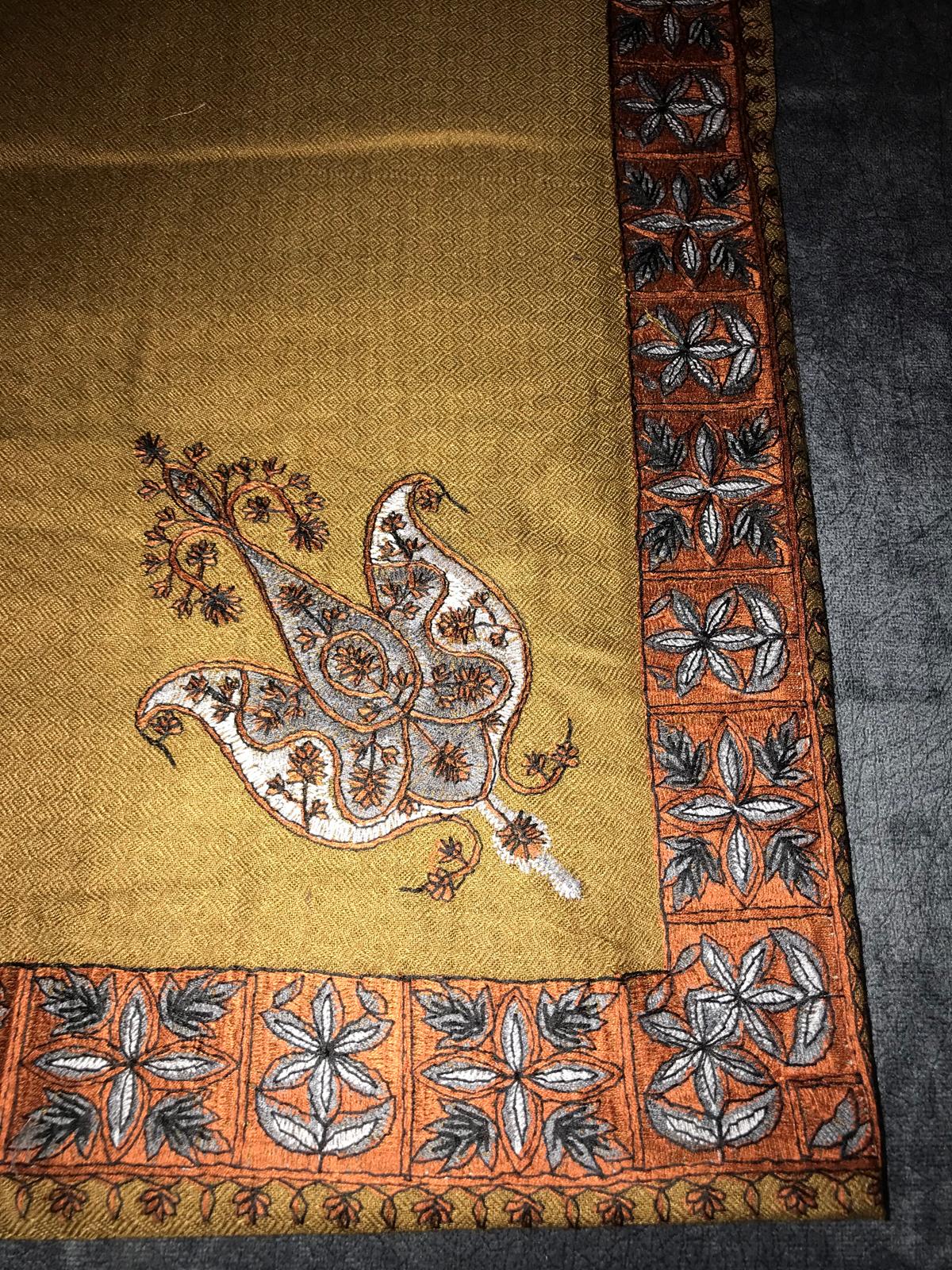Light Brown X Orange ft Grey Stitched Shemagh