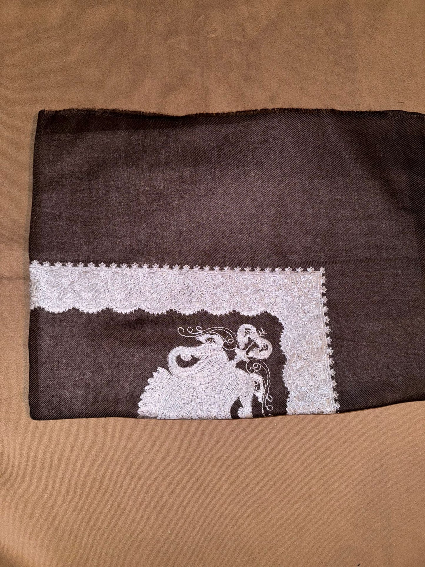 Dark Brown X Grey Stitched Yemeni Shemagh