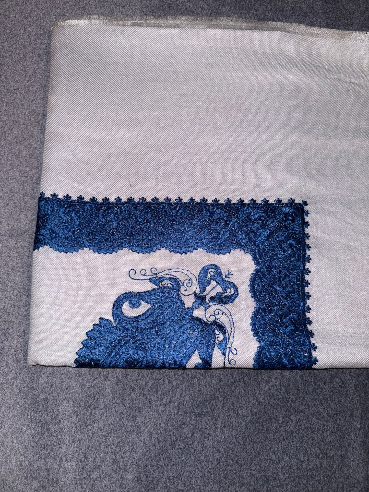 Grey X Blue Stitched Yemeni Shemagh