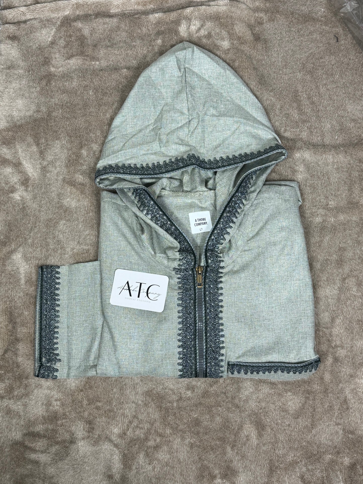 Jungle Green Summer Thobe - Hooded