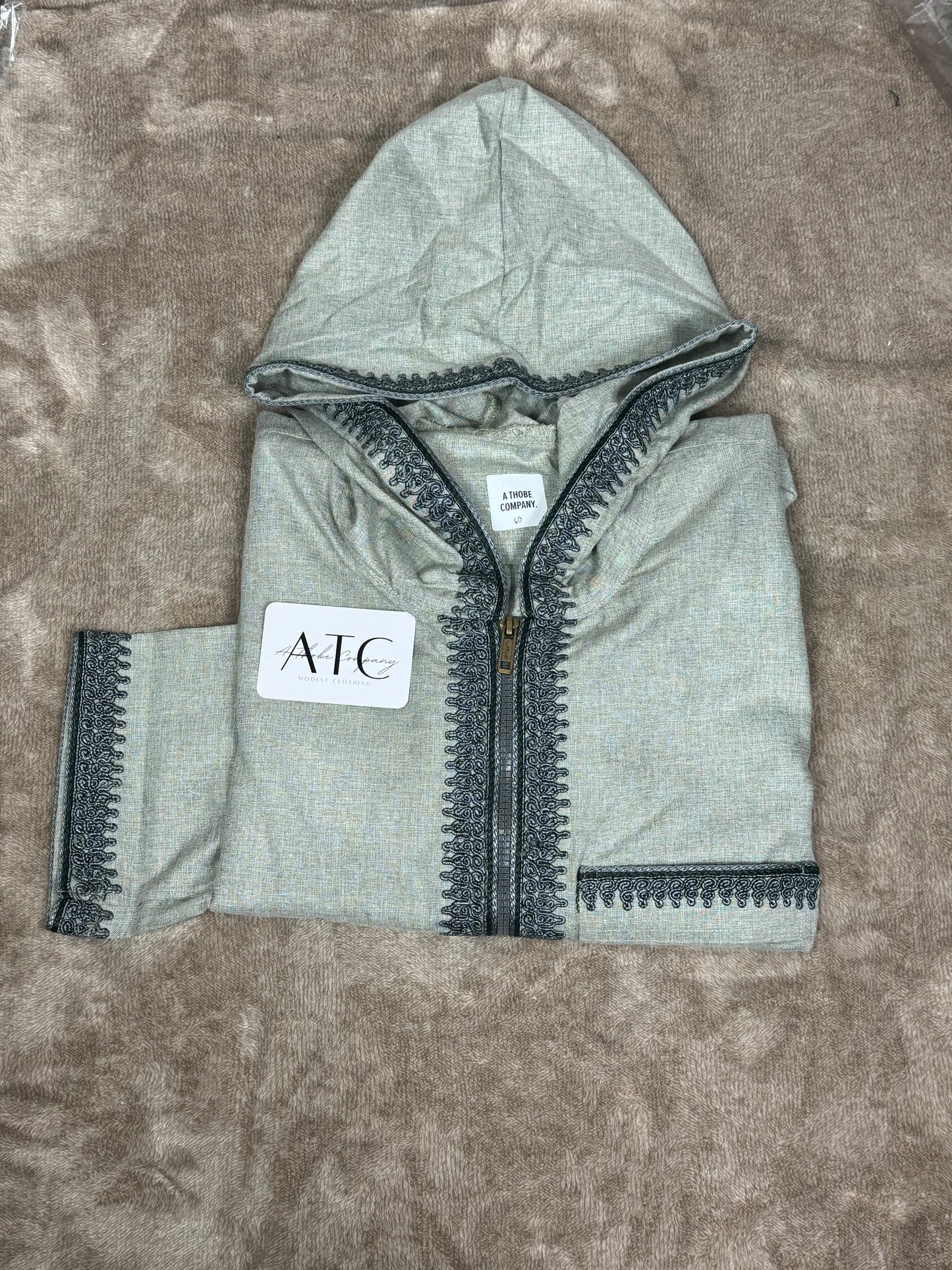 Jungle Green Summer Thobe - Hooded
