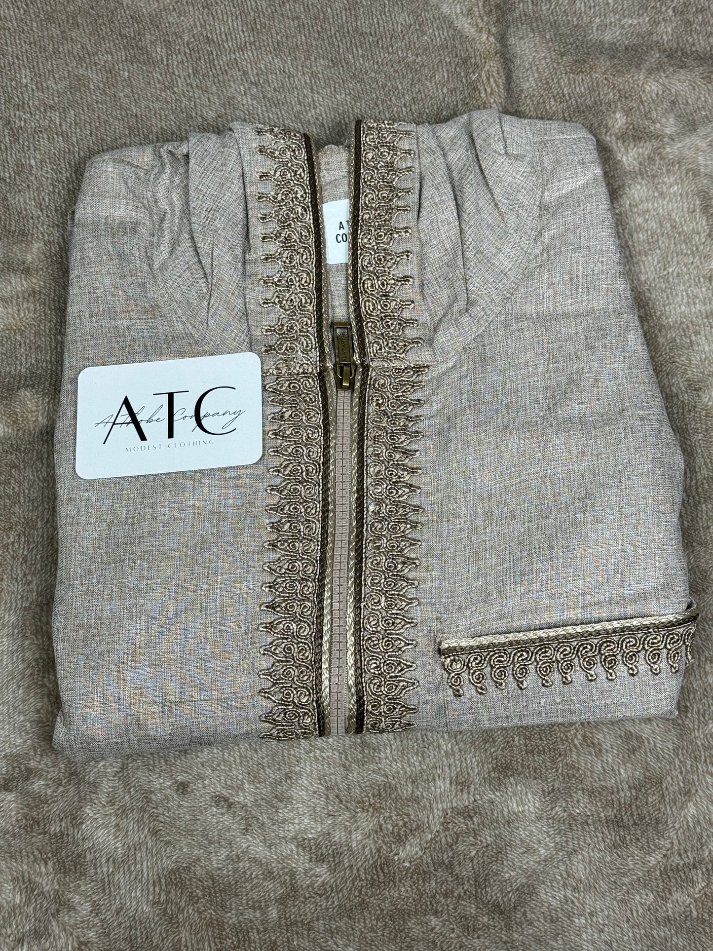 Peanut Brown Summer Thobe - Hooded