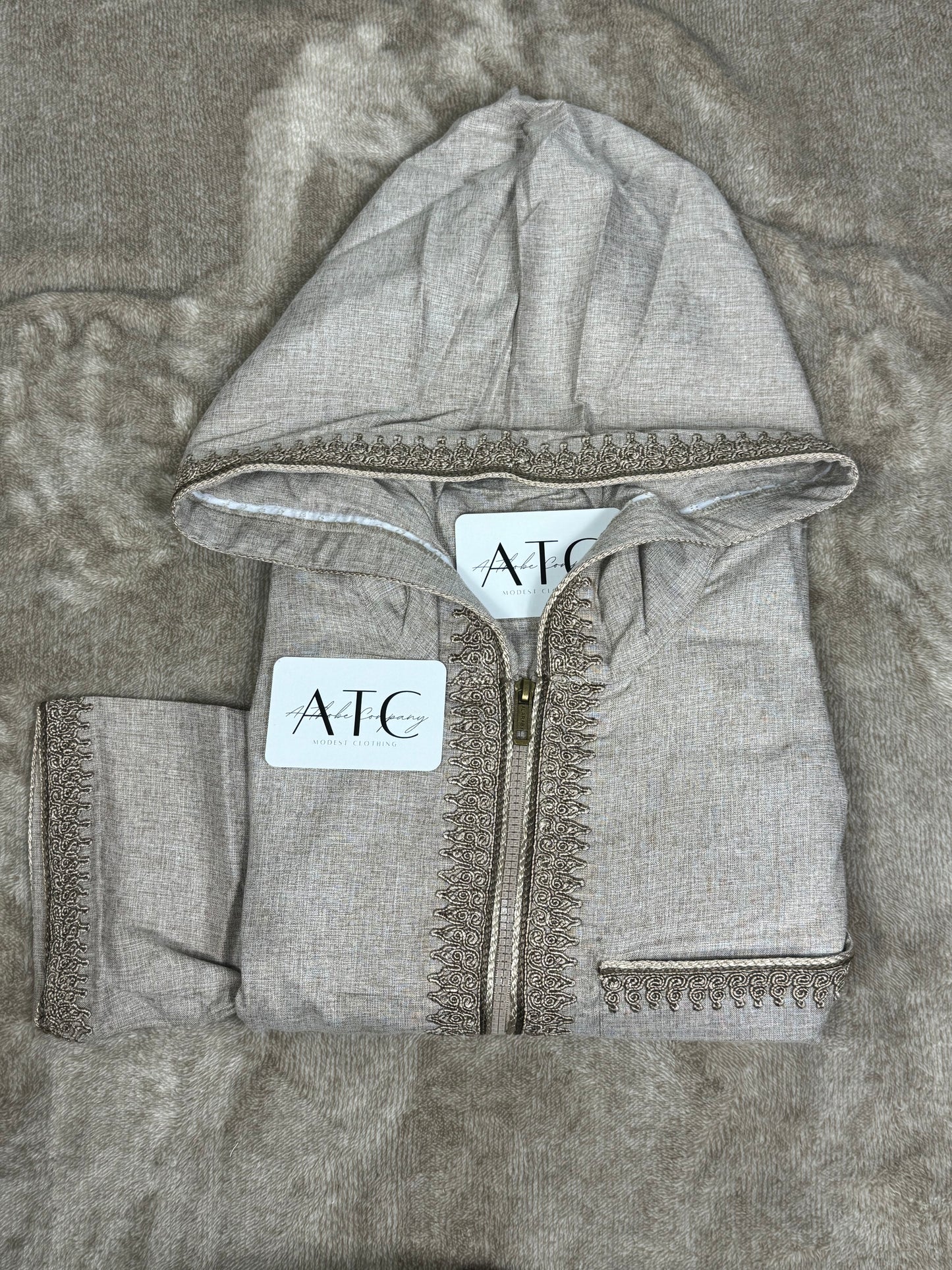 Peanut Brown Summer Thobe - Hooded
