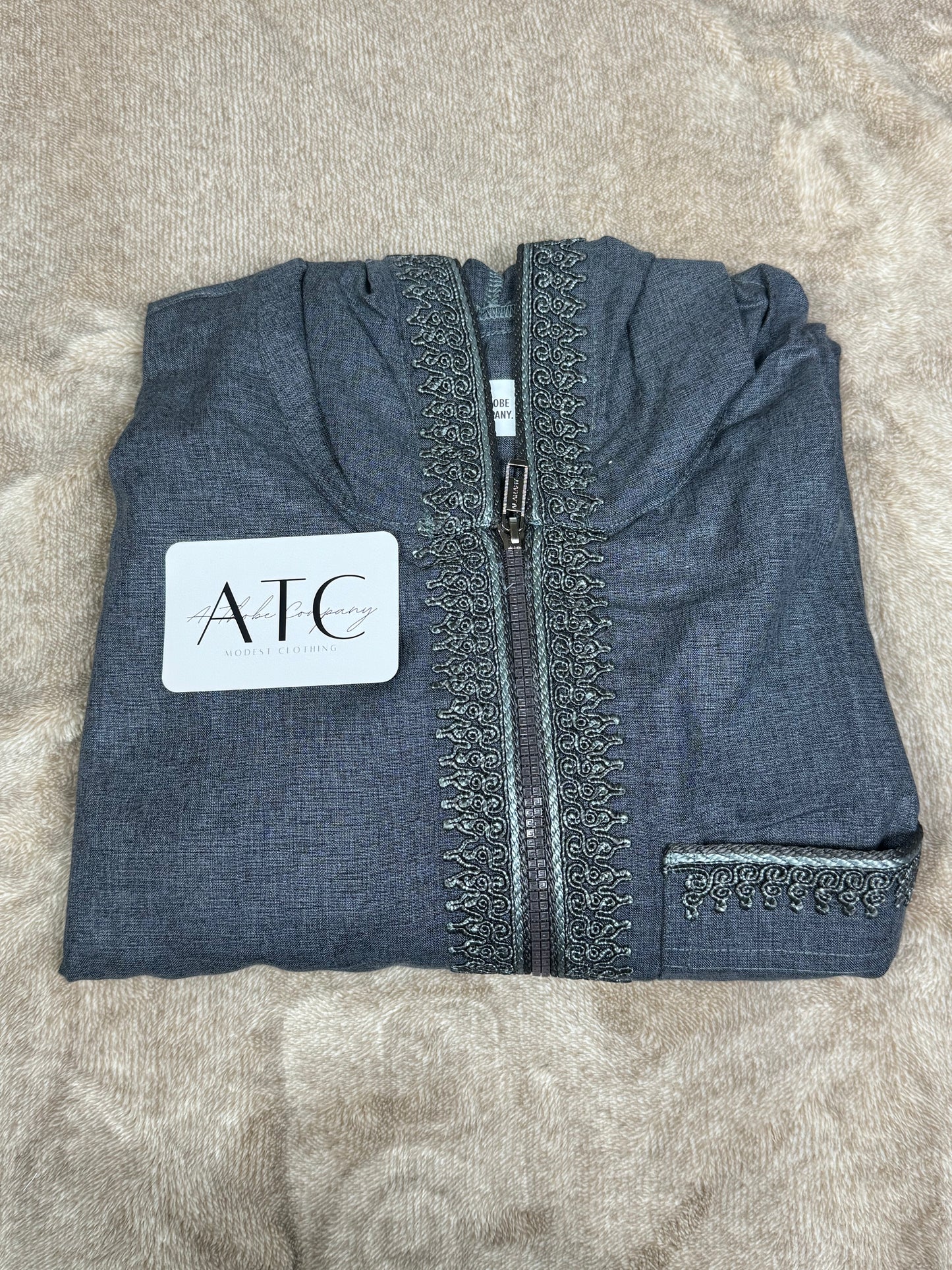 Matte Black Summer Thobe - Hooded