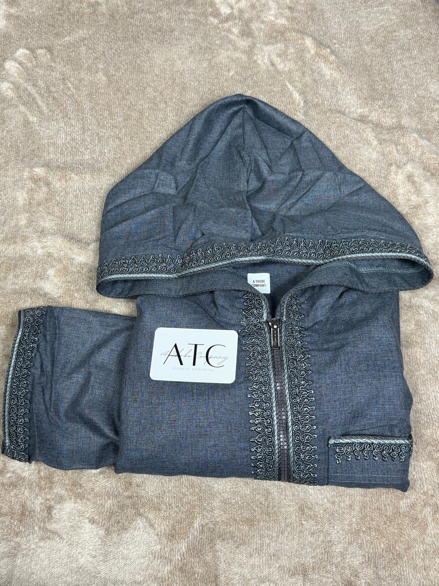 Matte Black Summer Thobe - Hooded