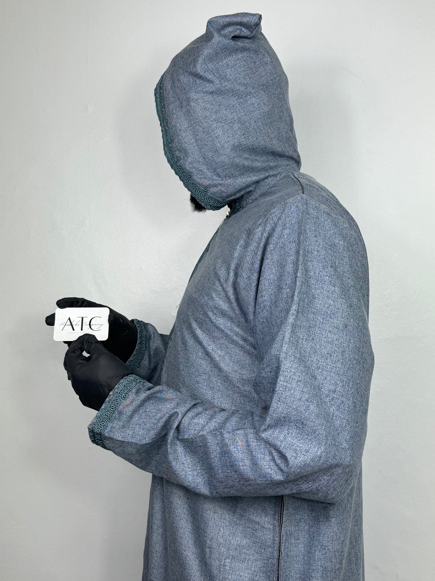 Stone Blue Summer Thobe - Hooded