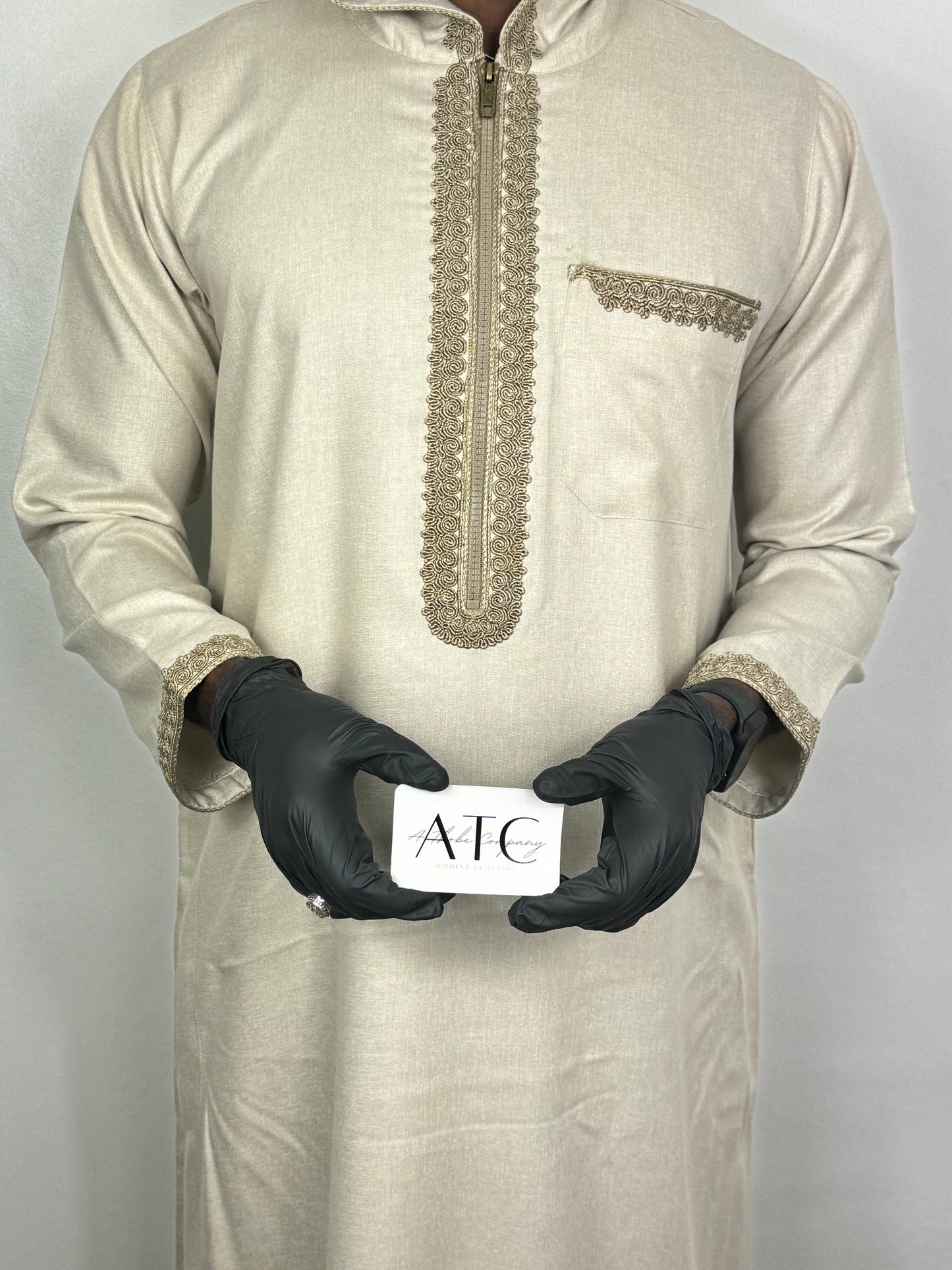 Beige Summer Thobe - Hooded