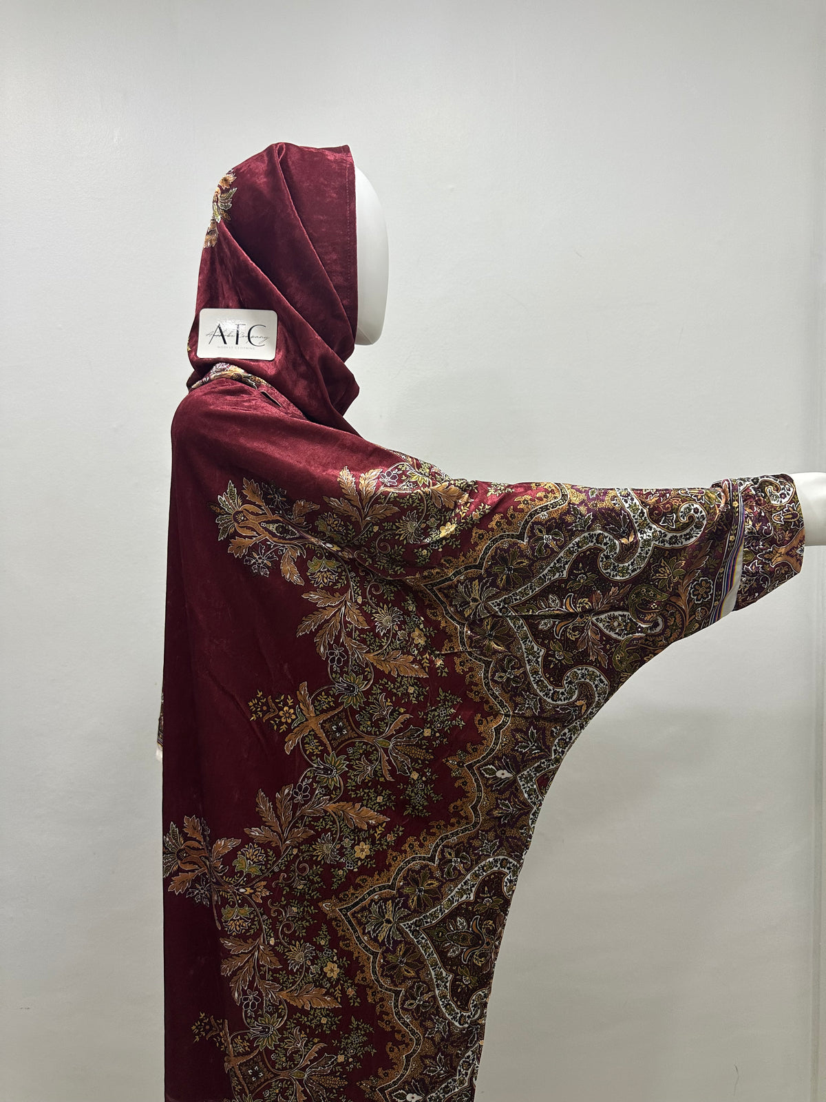 Elegant Printed Velvet Abaya