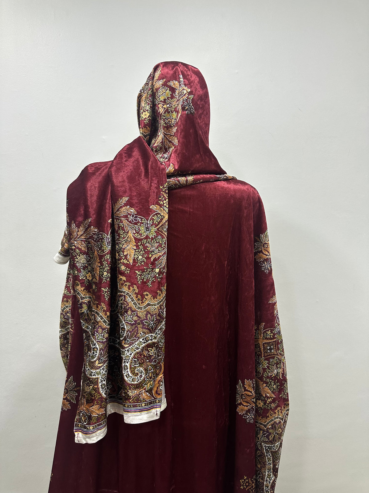 Elegant Printed Velvet Abaya