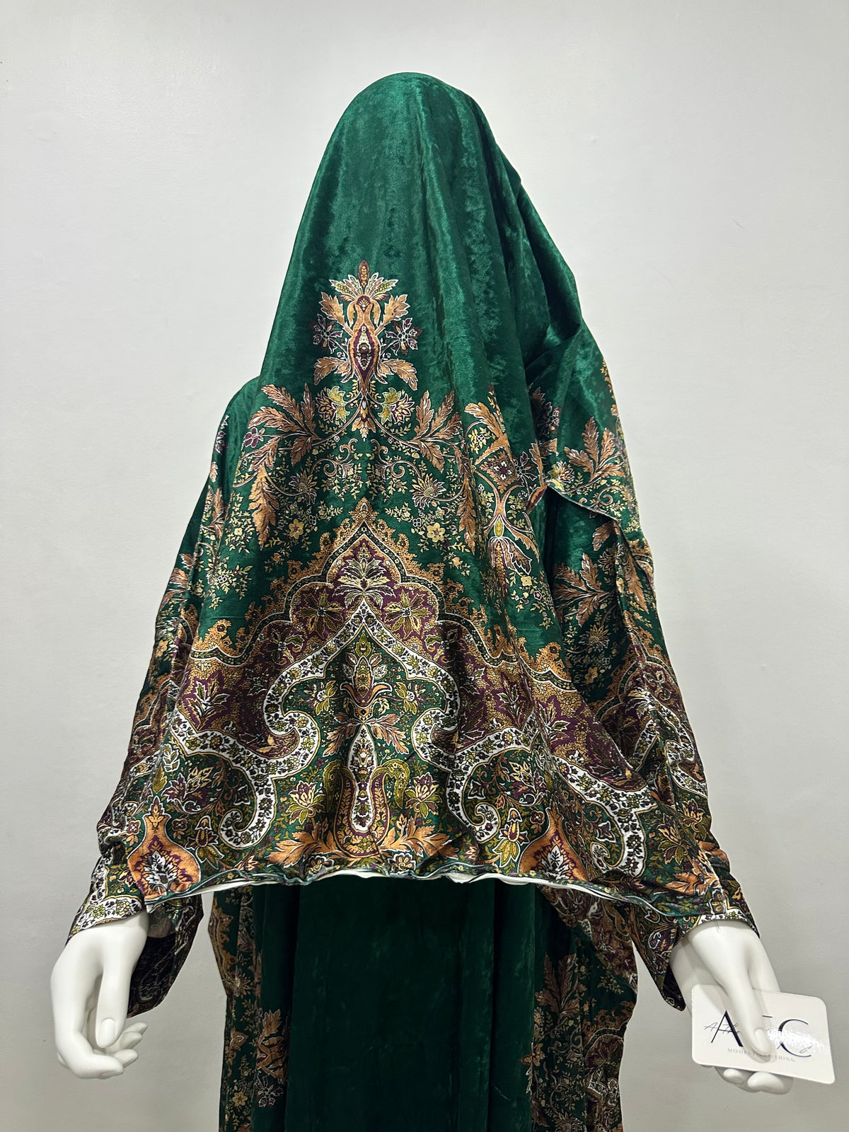 Elegant Printed Velvet Abaya