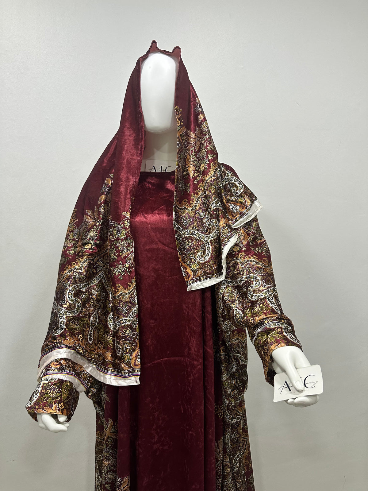 Elegant Printed Velvet Abaya