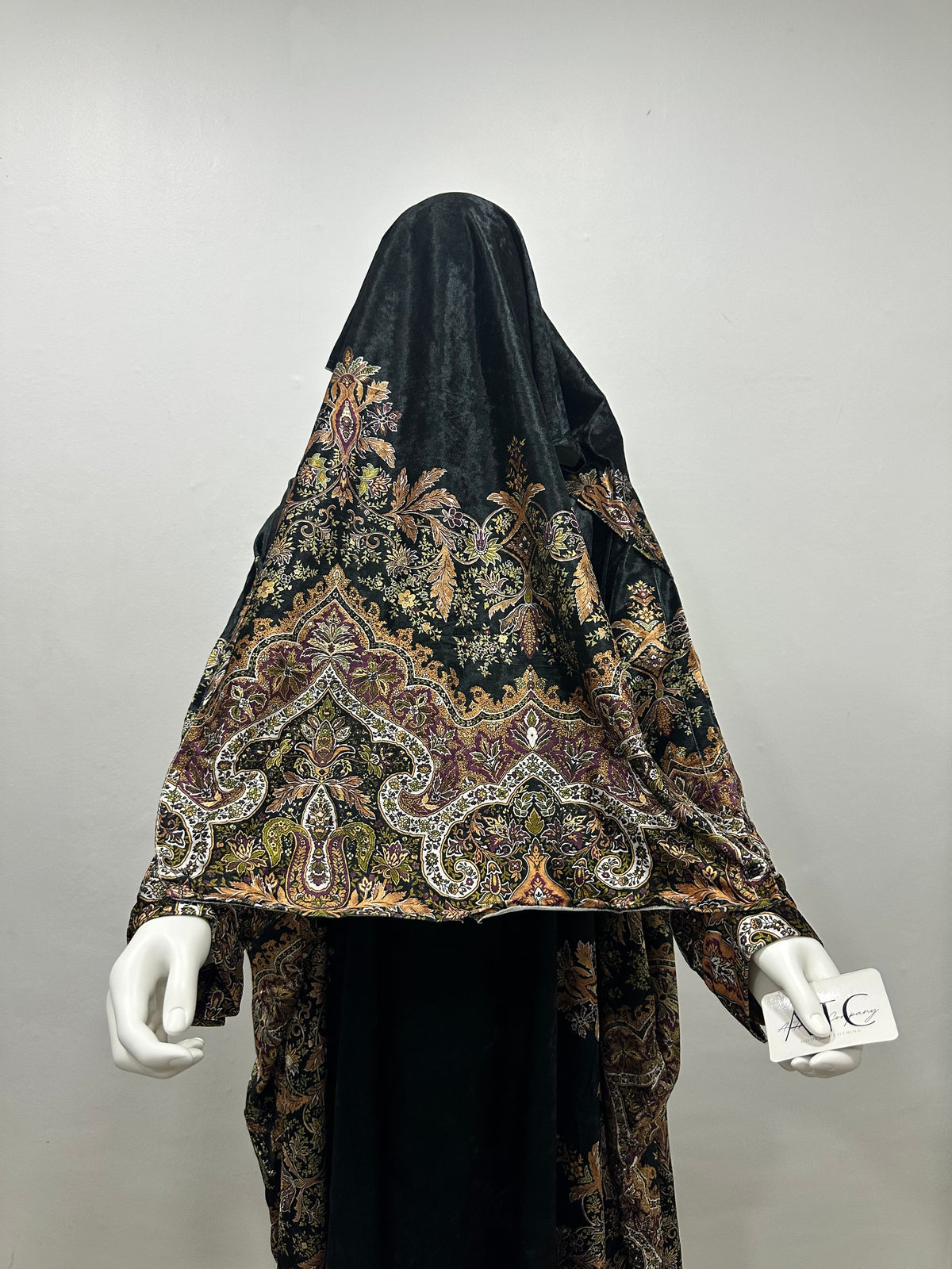 Elegant Printed Velvet Abaya