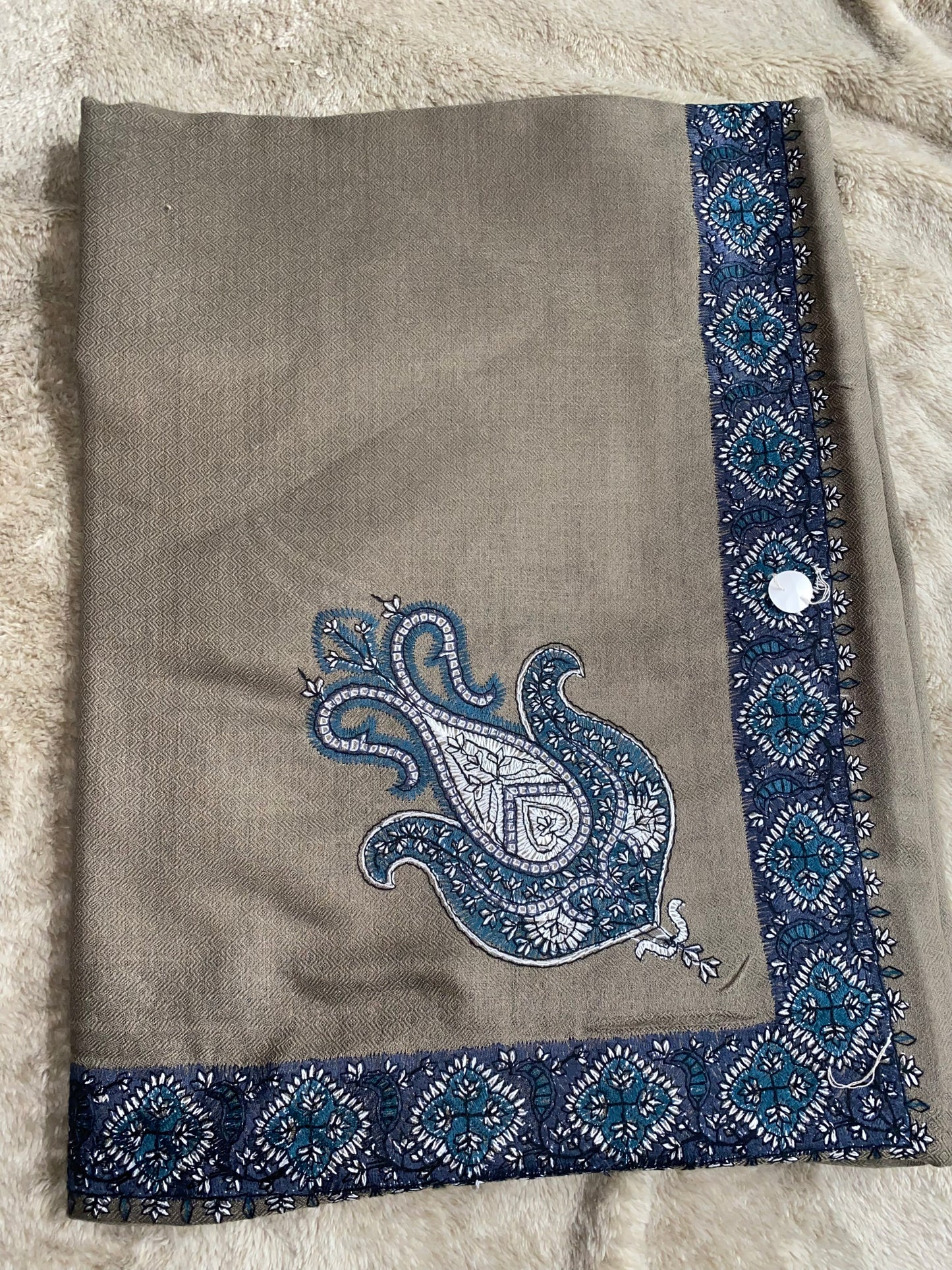 Premium Taupe X Turquoise Stiching Shemagh/Imaamah