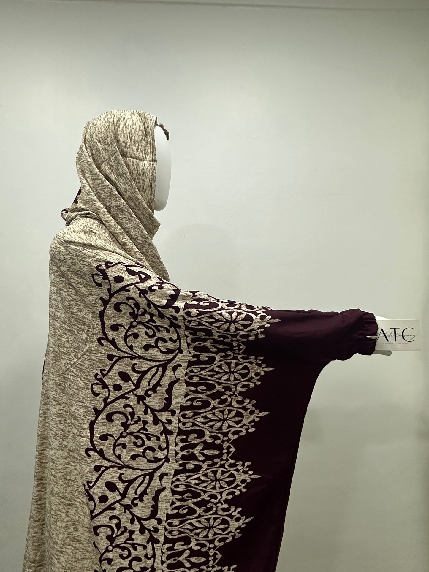 Elegance Two-Piece Printed Abaya & Matching Hijab Set
