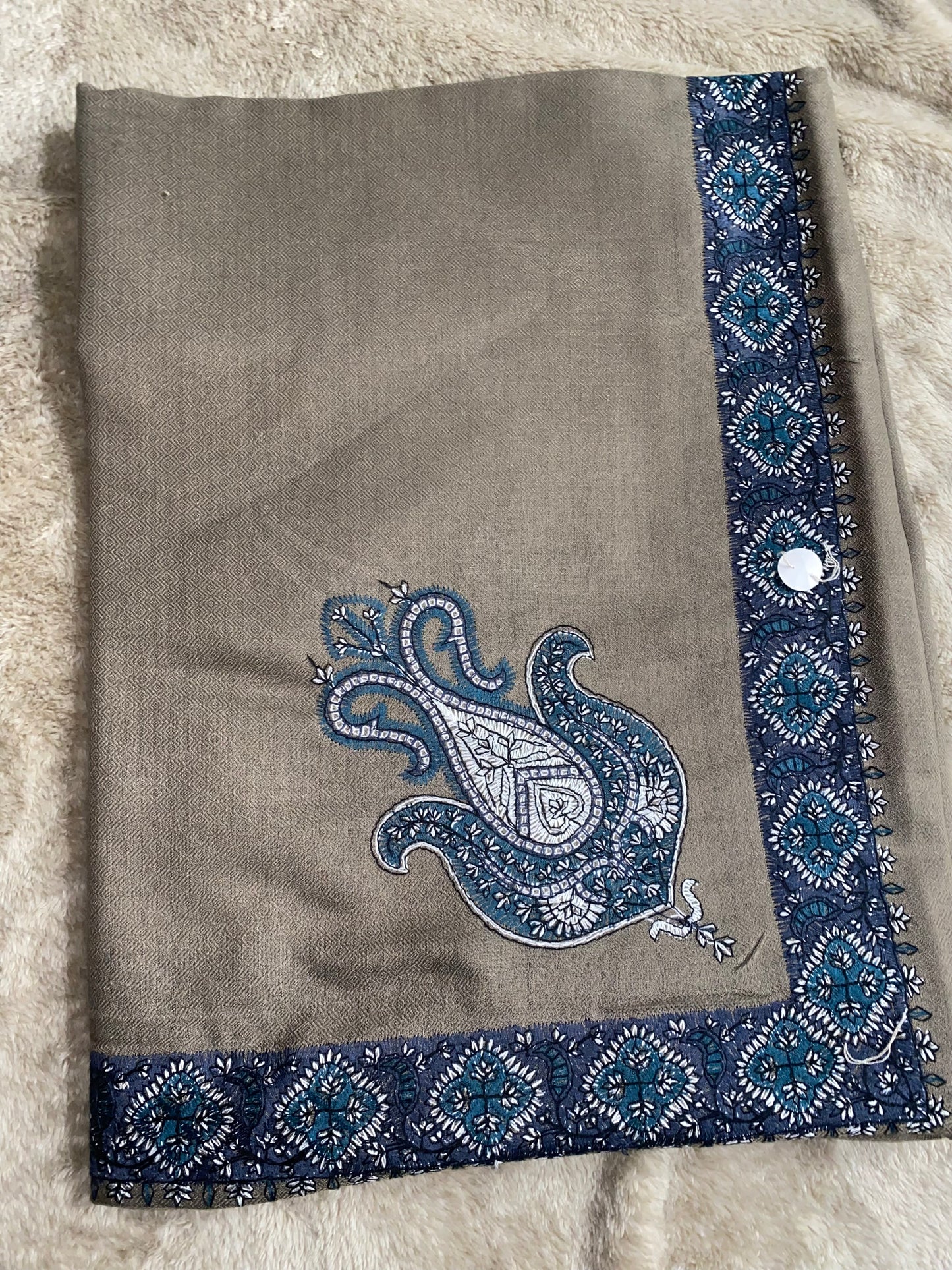 Premium Taupe X Turquoise Stiching Shemagh/Imaamah