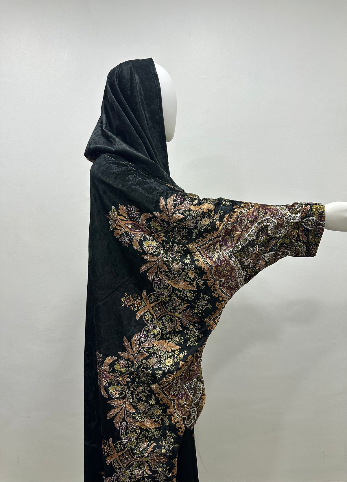 Elegant Printed Velvet Abaya