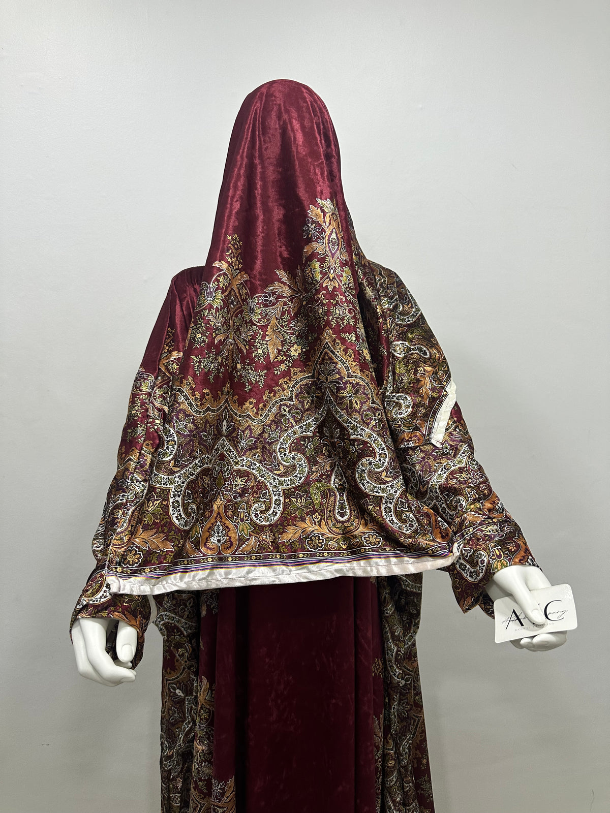 Elegant Printed Velvet Abaya