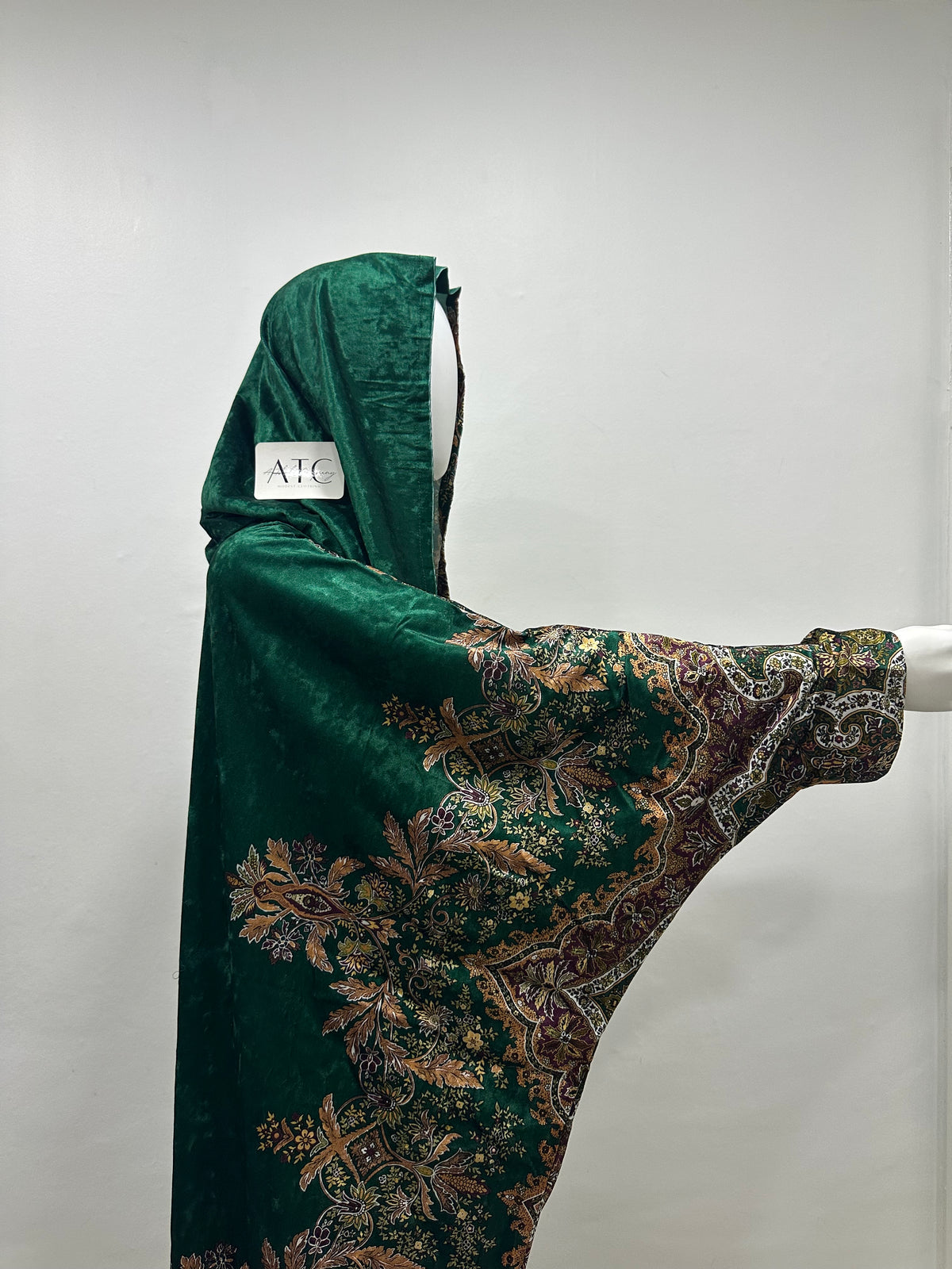 Elegant Printed Velvet Abaya