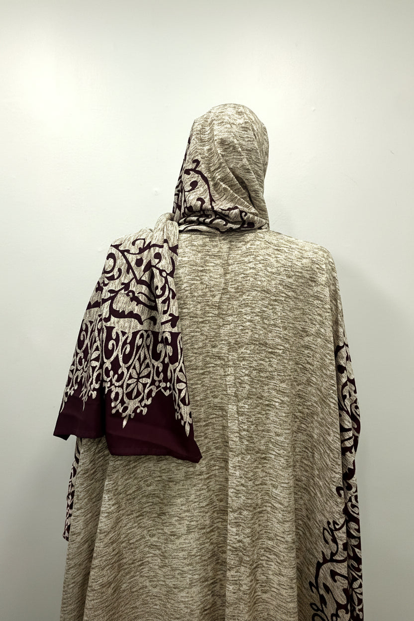 Elegance Two-Piece Printed Abaya & Matching Hijab Set