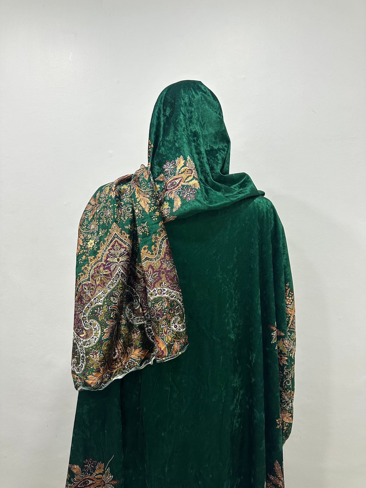 Elegant Printed Velvet Abaya