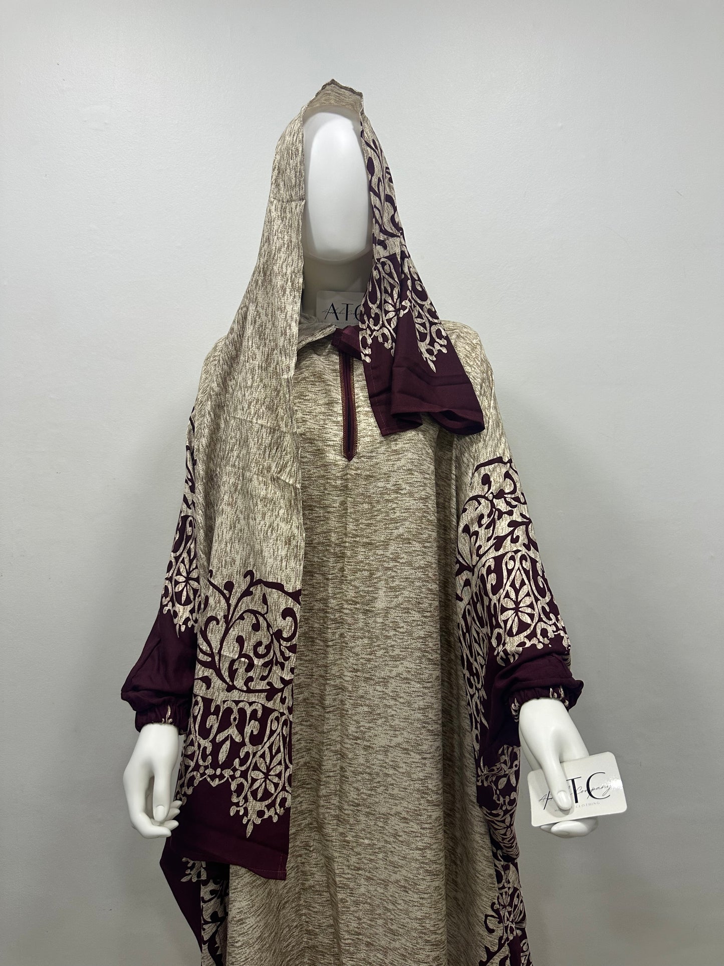 Elegance Two-Piece Printed Abaya & Matching Hijab Set