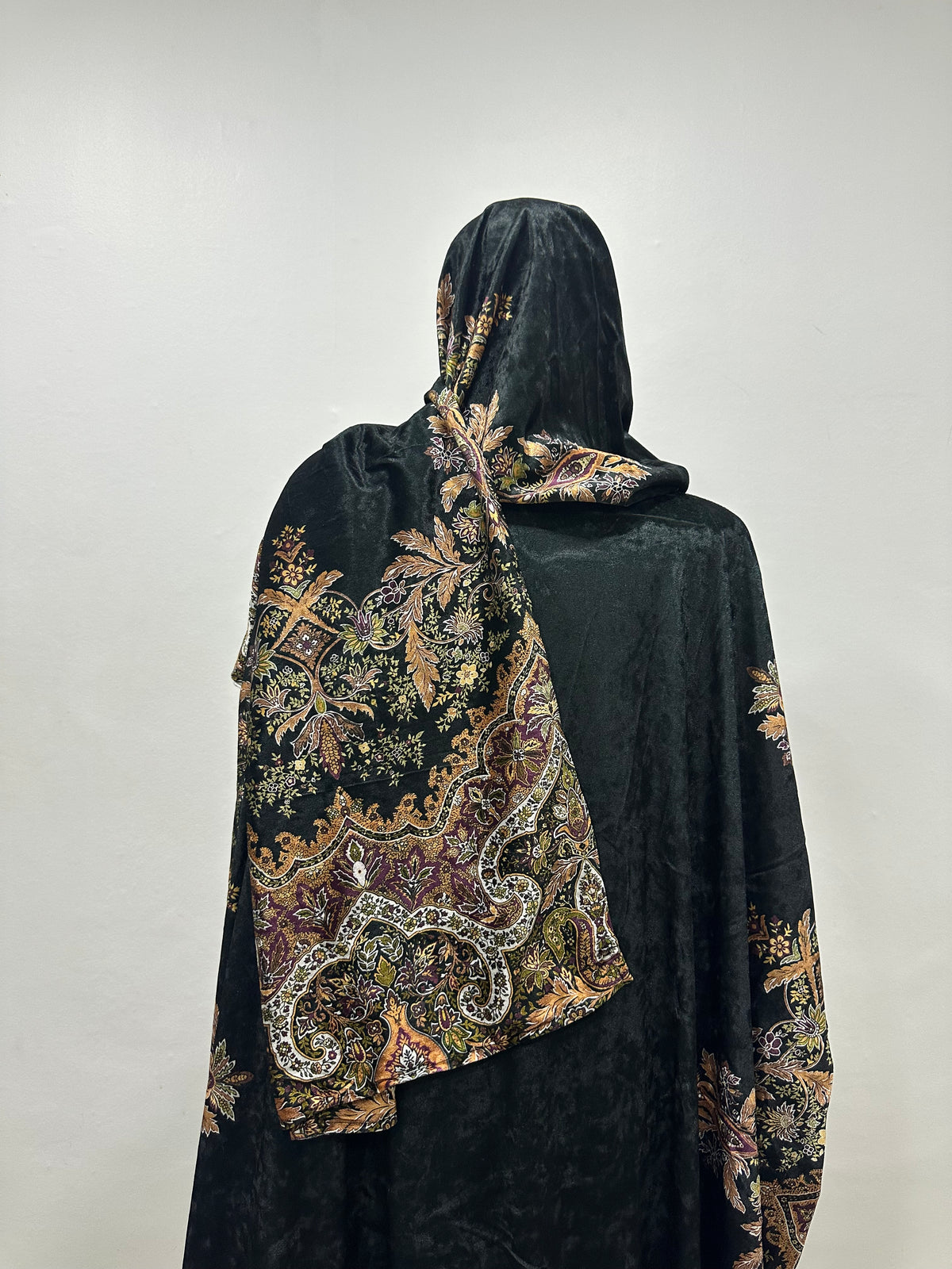 Elegant Printed Velvet Abaya