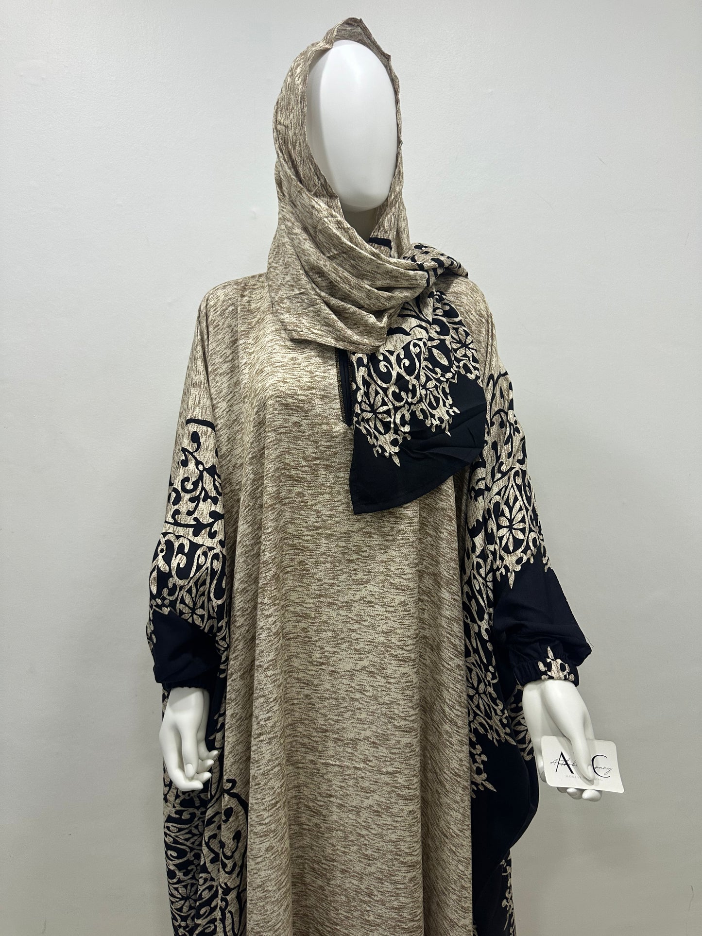 Elegance Two-Piece Printed Abaya & Matching Hijab Set