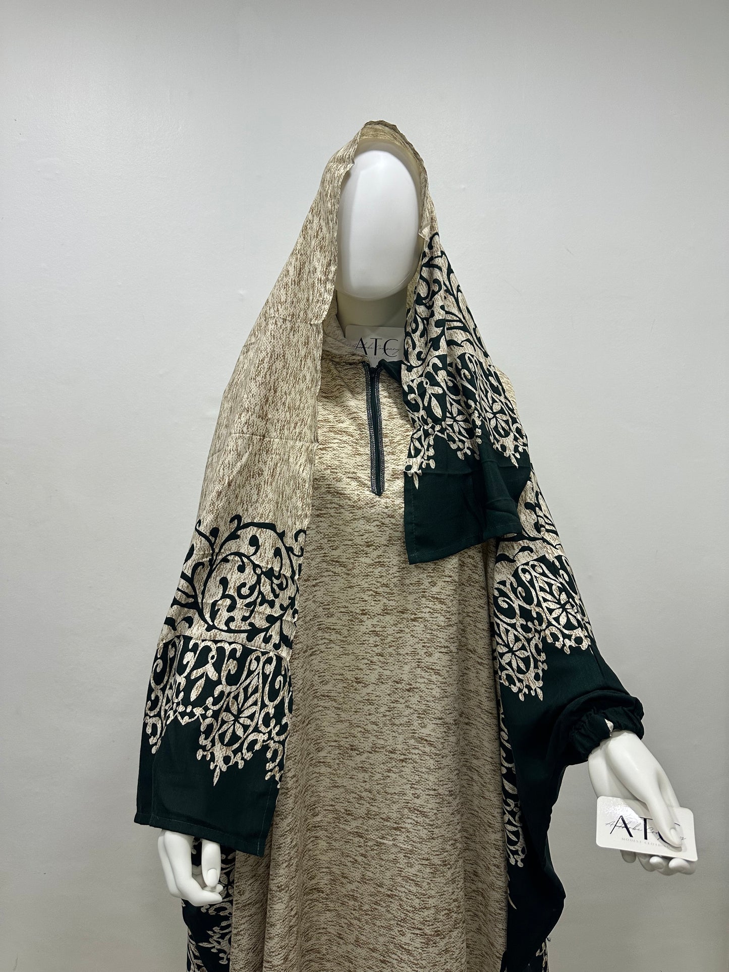 Elegance Two-Piece Printed Abaya & Matching Hijab Set