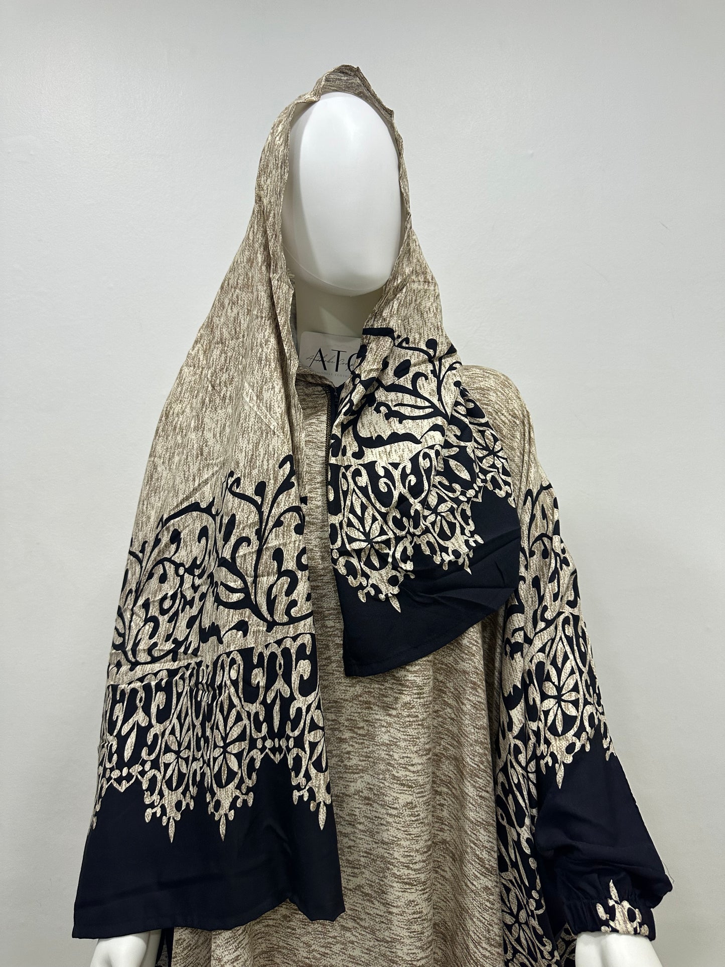 Elegance Two-Piece Printed Abaya & Matching Hijab Set
