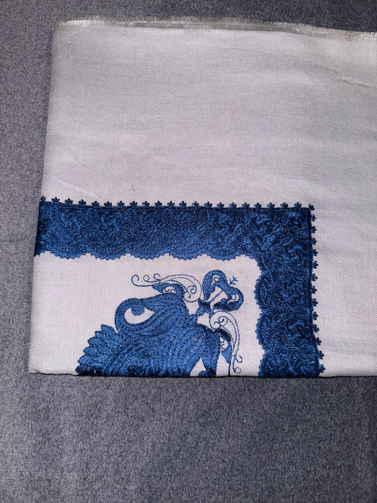 Grey X Blue Stitched Yemeni Shemagh