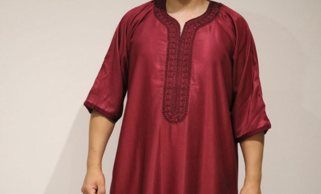 Red Moroccan Embroidered Thobe